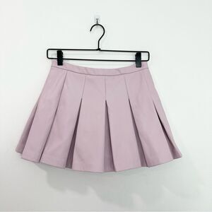Amanda Uprichard x Revolve Dixon Skort Pleated Faux Leather Mini Light Lavander